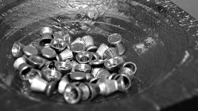A bowl of pellets to be used in Surplus Store air rifles and other air guns 