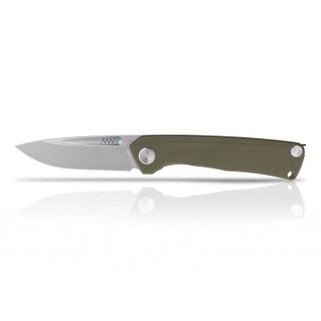 Acta Non Verba Z200 Stonewash Blade Olive G10 Handle Liner Lock Knife - ANVZ200-009