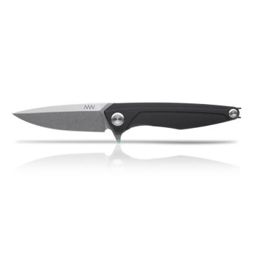 Acta Non Verba Z300 Stonewash Blade Black Dural Handle Frame Lock Knife ANVZ300-003