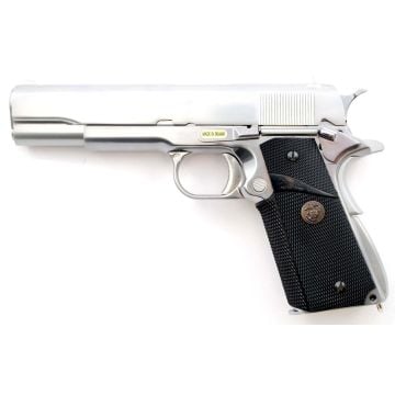 WE Colt 1911 Chrome 6mm Airsoft Gas Blow Back Pistol RIF GBB