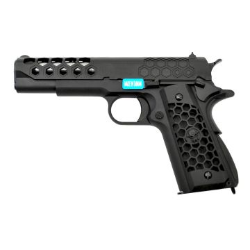WE Hex Cut 1911 Black 6mm Airsoft GBB Pistol RIF