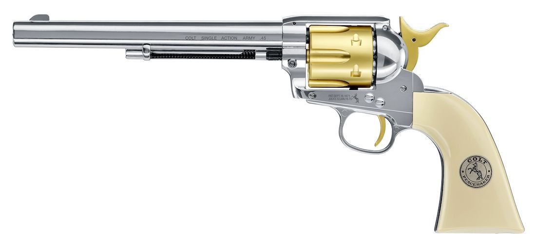 COLT SINGLE ACTION ARMY 45 コルトシングルアクションアーミー ピースメーカー マルシンガスガン  Colt SAA .45 Nickel \u0026 Pearl Single Action Army .177 Co2 - Just Air
