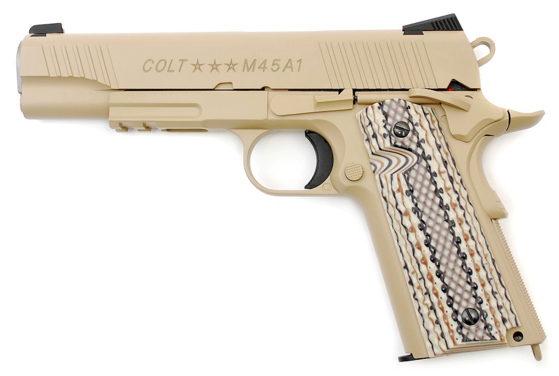 Cybergun Colt M45A1 1911 Rail Gun Tan 6mm GBB Co2 RIF