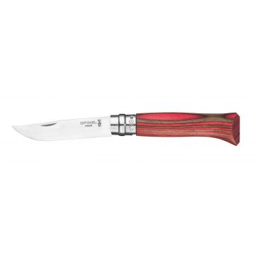 Opinel No08 Carbon Steel Lock Knife Red Laminate