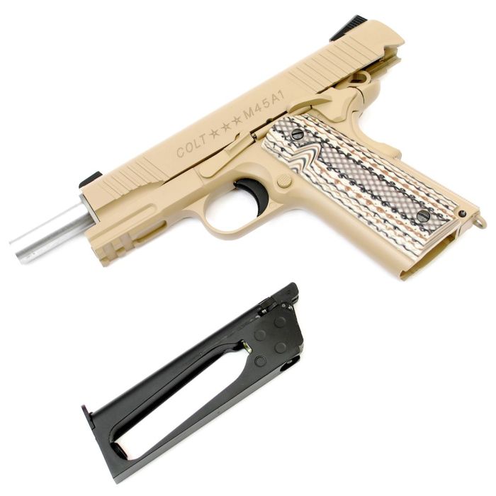 Cybergun Colt M45A1 1911 Rail Gun Tan 6mm GBB Co2 RIF