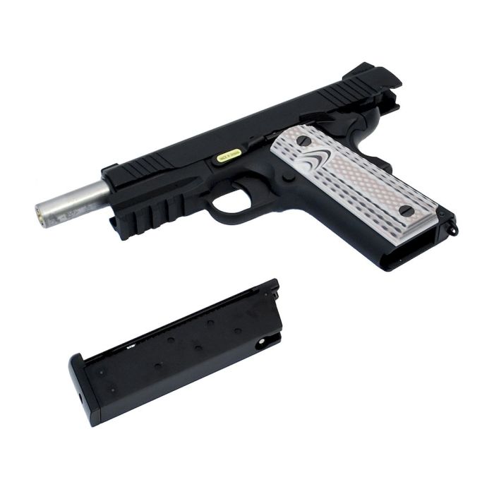 WE Colt 1911 M45A1 Black 6mm Airsoft Gas Blow Back Pistol RIF GBB