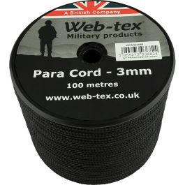 Web-Tex 3 mm Paracord 100 metres - Black