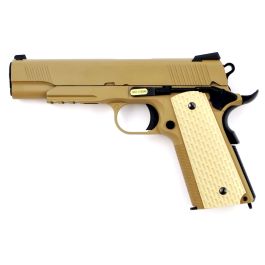 WE Colt 1911 MEU Tan 6mm Airsoft Gas Blow Back Pistol RIF GBB