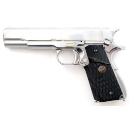 WE Colt 1911 Chrome 6mm Airsoft Gas Blow Back Pistol RIF GBB