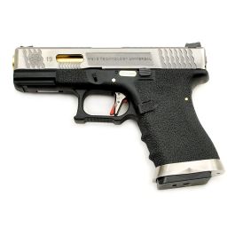 WE Force EU19 Custom Silver Slide Gold Barrel 6mm GBB Pistol RIF Discontinued
