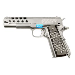 We Hex Cut 1911 Silver 6mm Airsoft GBB Pistol RIF