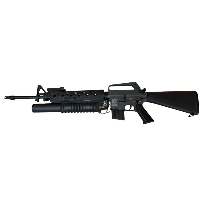 E&C Grey XM16E1 with M203 Launcher Airsoft Rifle AEG