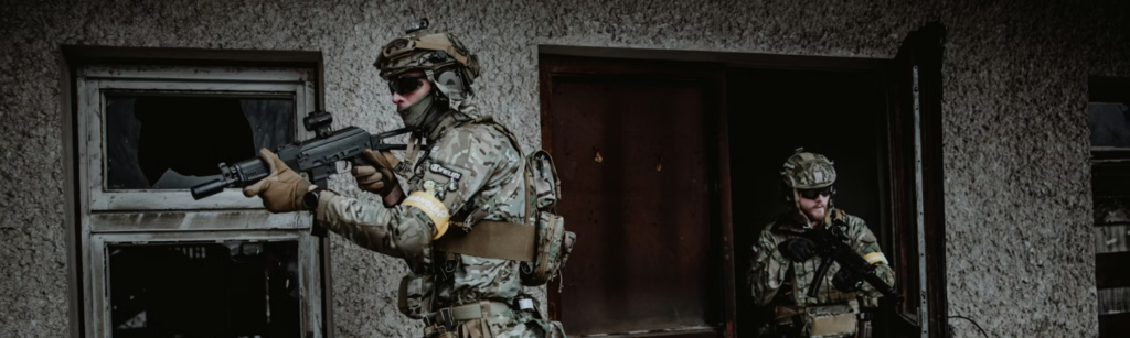 Airsoft players in CQB scenario