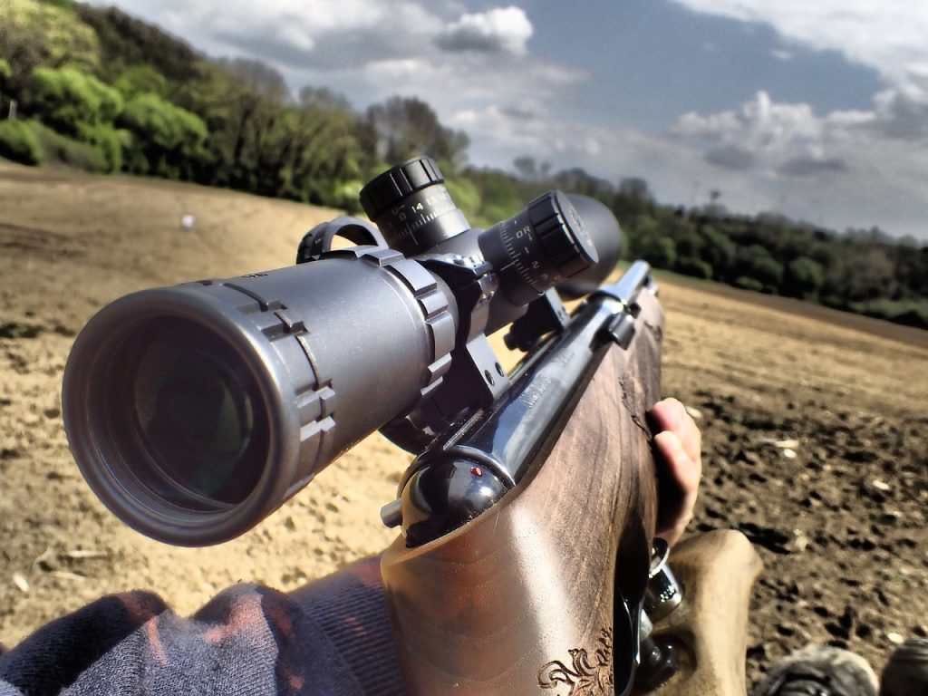 An air rifle with a scope