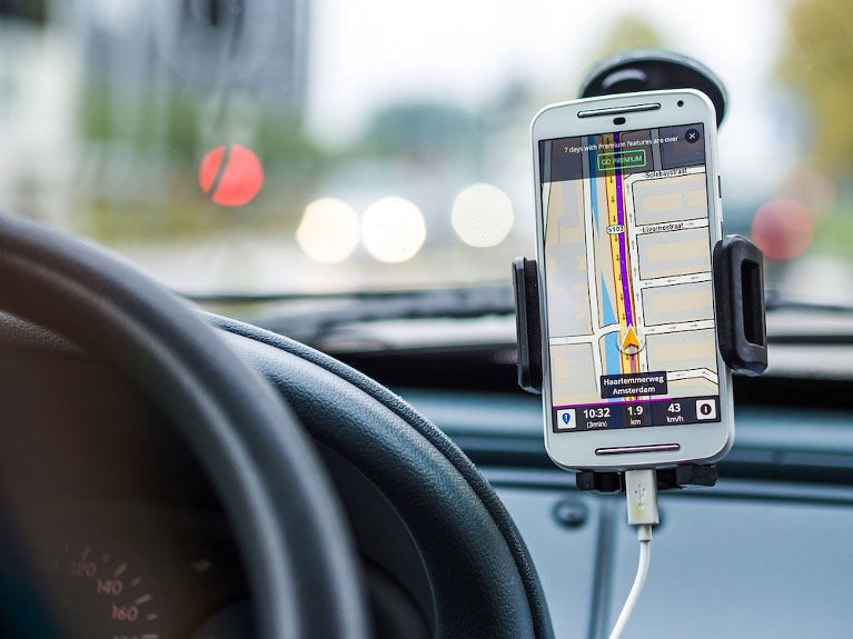 Navigation on a phone in a car
