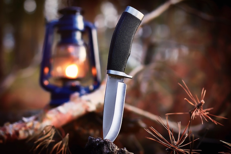 A hunting knife outside