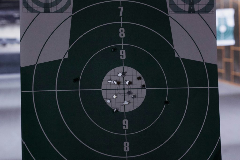 A target with holes in it