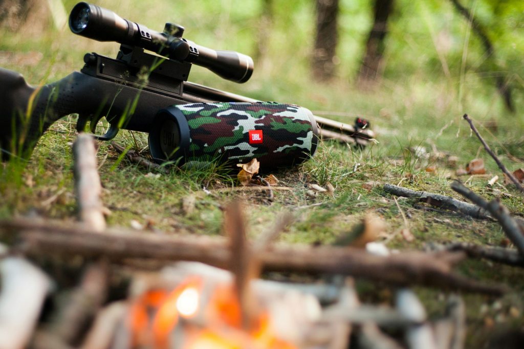 airsoft rifle on the grass
