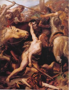 Painting of Flaminius being decapitated 
