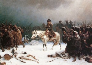 Napoleon and his troops leaving Moscow 