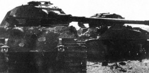 Aftermath of the collision between the King Tiger and the Sherman tanks