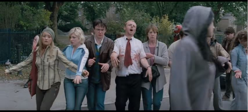 Acting like zombies in Shaun of the Dead