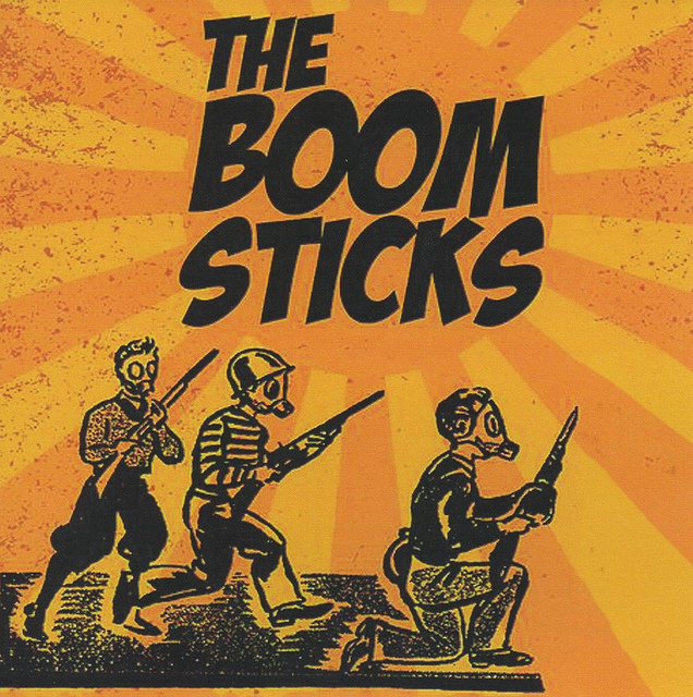 Cartoon sketch of soldiers with ‘boomsticks’ aka rifles. 