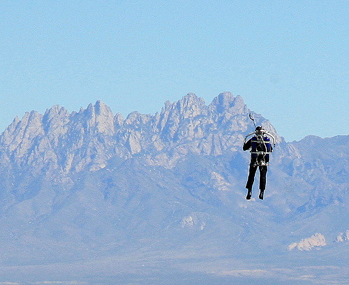 A man with a jetpack. 