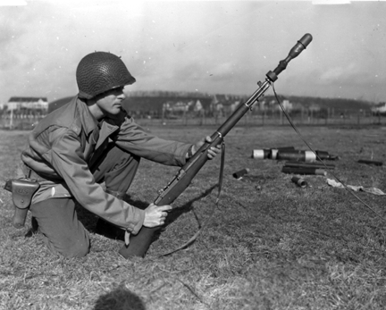 M1 Garand rifle on the battlefield. 