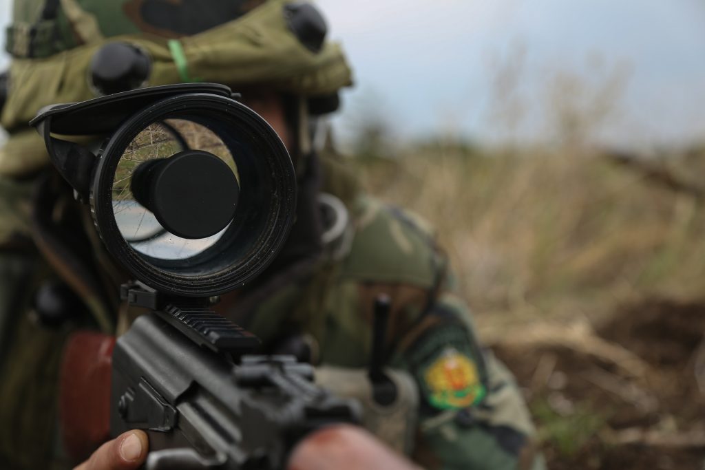 Close-up of a telescopic rifle scope