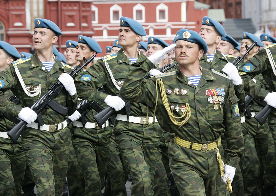 Russian soldiers at military display