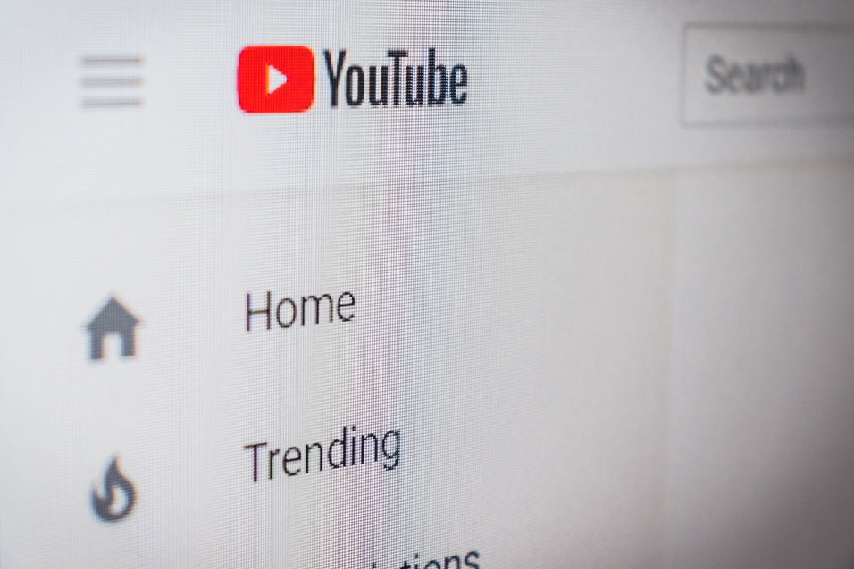 Youtube home screen on a computer