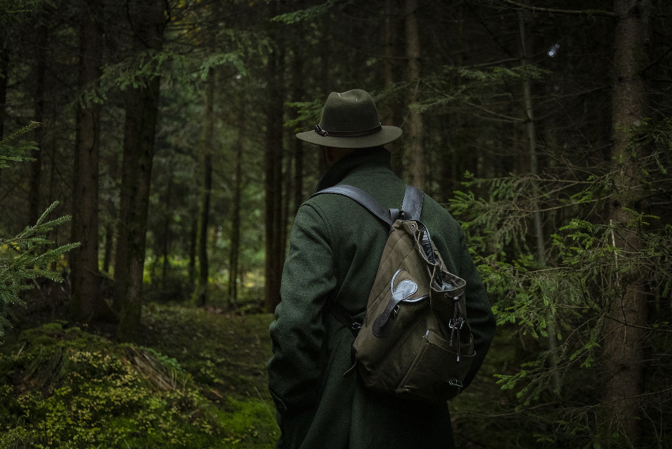 Person walking in woods