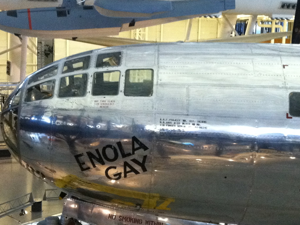Enola Gay airplane in a hangar